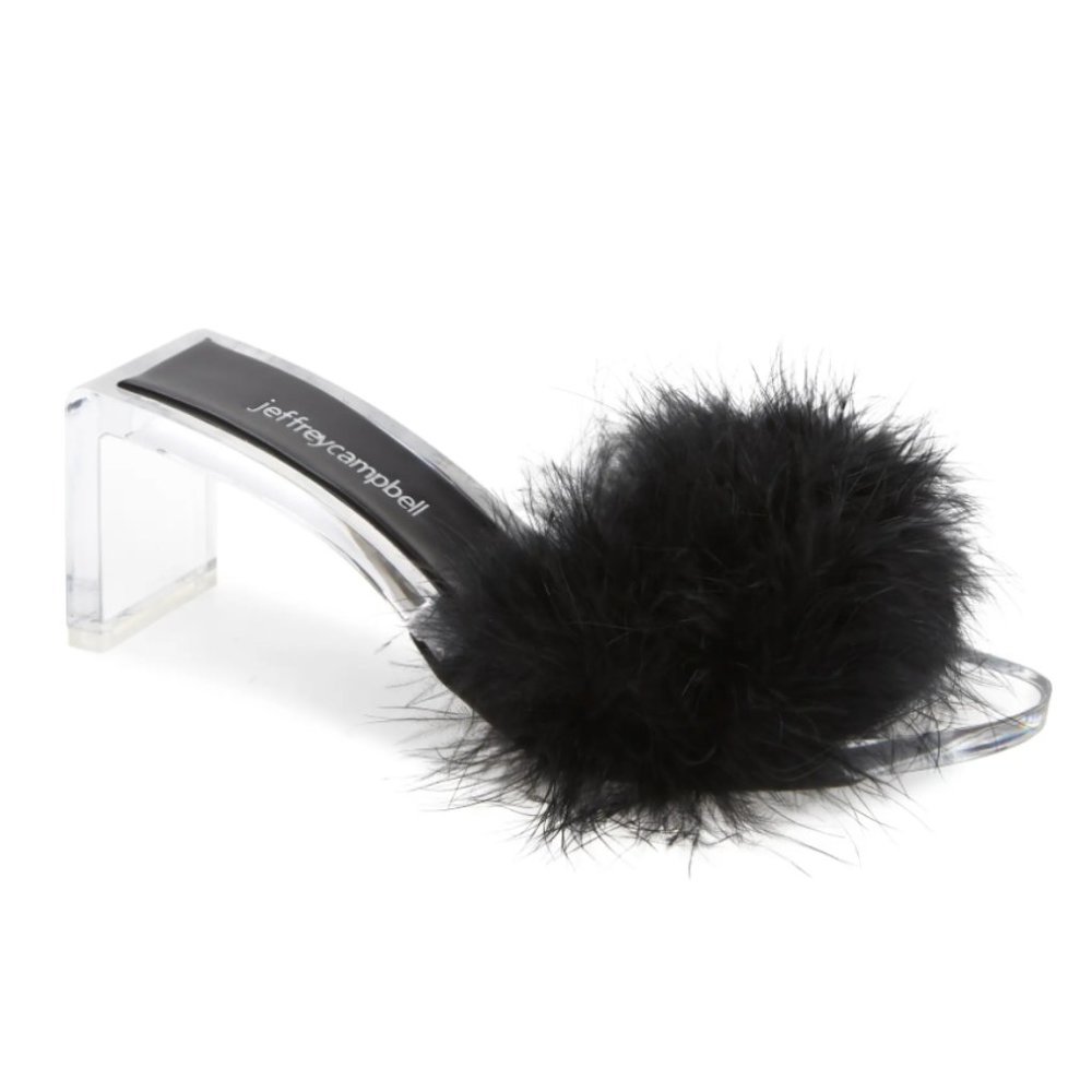 JEFFREY CAMPBELL Luxuries Feather Sandal in Black